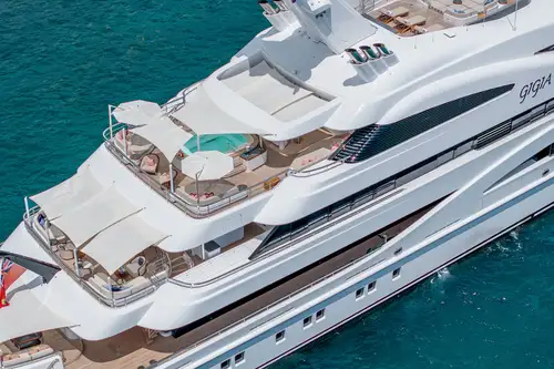 Aerial view of aft decks