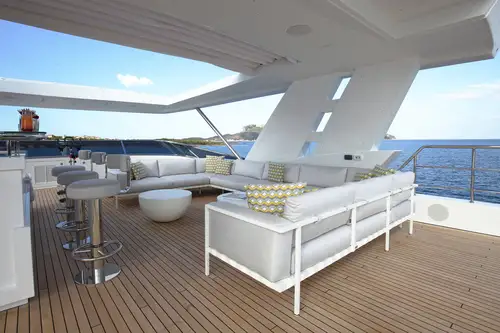 Sun deck bar and lounging area